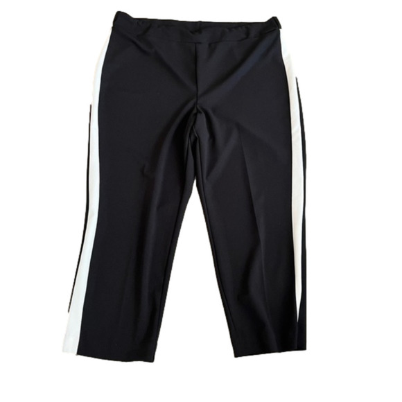 LOVE & LEGEND Black Pull On Trouser With White Contrast Side Stripe, Size 20 - Picture 8 of 8